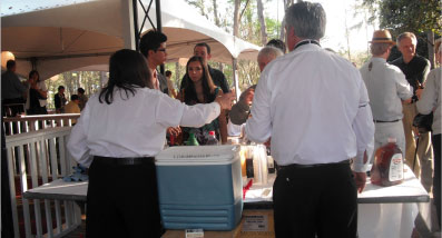 Bartender handing drink